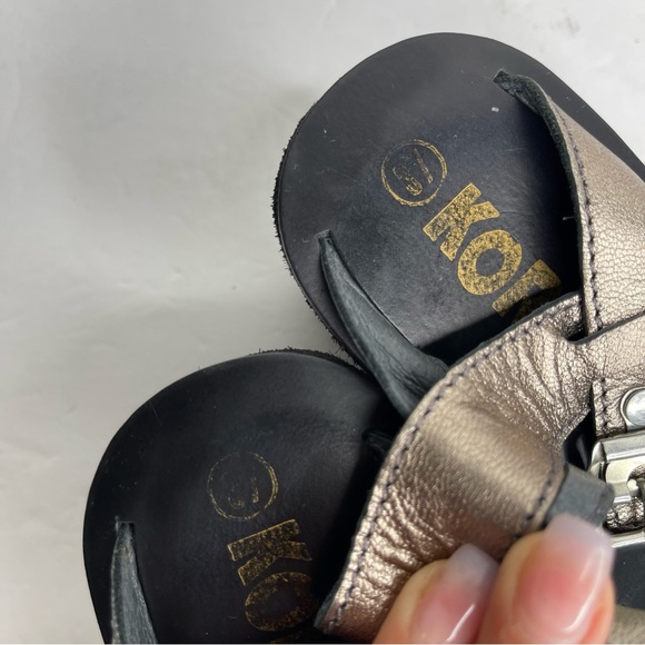 Kork-Ease AVA CLASSIC Leather Platform Wedge Sandals Black Silver Metallic Sz 37 - Picture 12 of 15